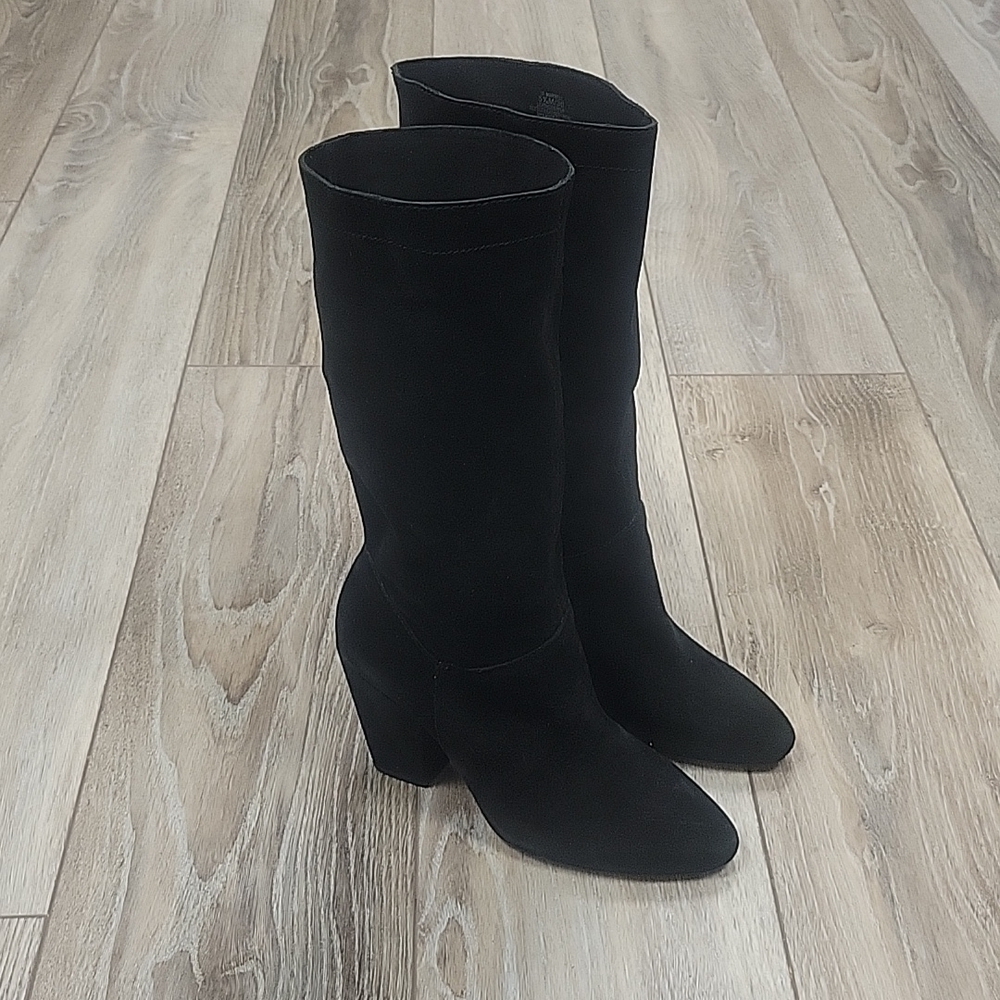 1. State Maribell Black Suede Block Heel Boots Size 5 1/2